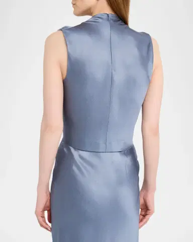 Vince Cropped Satin Cowl-Neck Top | Thumbnail 3