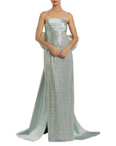 Mac Duggal Strapless Bow-Back Sequin Column Gown | Thumbnail 1 Mac Duggal Strapless Bow-Back Sequin Column Gown | Thumbnail 1