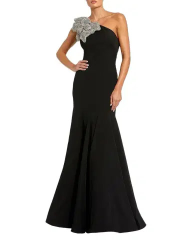 Mac Duggal Seamed One-Shoulder Crepe Gown | Thumbnail 1 Mac Duggal Seamed One-Shoulder Crepe Gown | Thumbnail 1