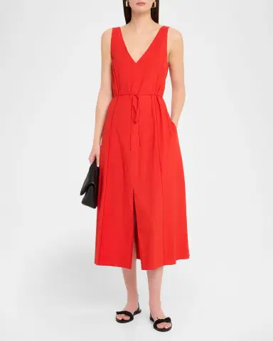 Vince V-Neck Linen Midi Dress | Thumbnail 2 Vince V-Neck Linen Midi Dress | Thumbnail 2
