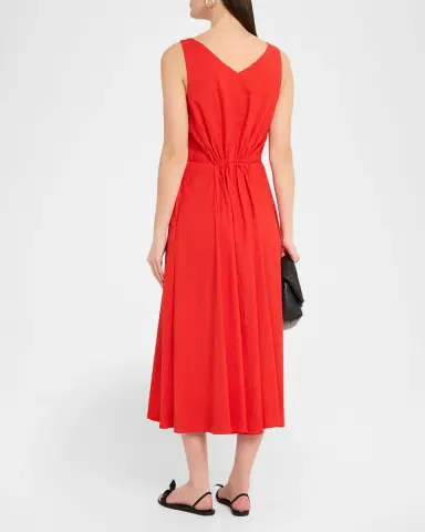 Vince V-Neck Linen Midi Dress | Thumbnail 3 Vince V-Neck Linen Midi Dress | Thumbnail 3