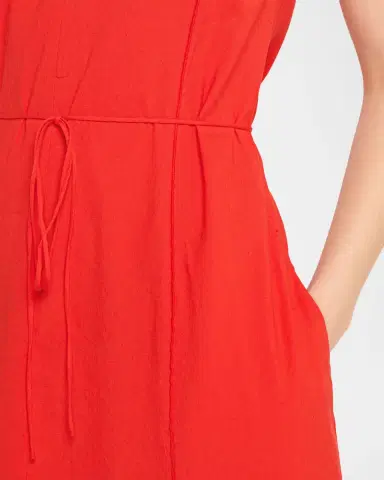 Vince V-Neck Linen Midi Dress | Thumbnail 5 Vince V-Neck Linen Midi Dress | Thumbnail 5