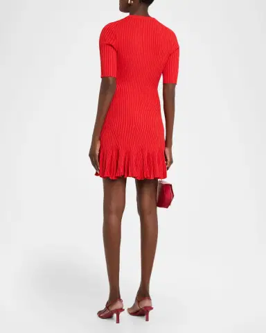 Proenza Schouler Leandra Rib Short-Sleeve Mini Dress | Thumbnail 3