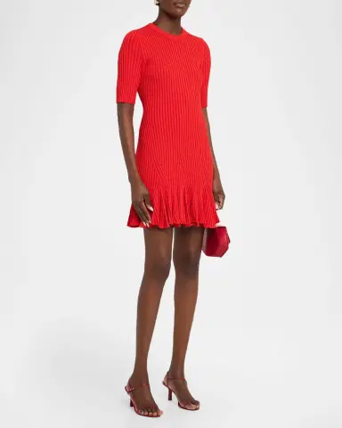 Proenza Schouler Leandra Rib Short-Sleeve Mini Dress | Thumbnail 4