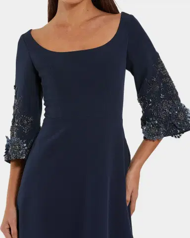 Mac Duggal Beaded Bell-Sleeve Crepe Gown | Thumbnail 2 Mac Duggal Beaded Bell-Sleeve Crepe Gown | Thumbnail 2