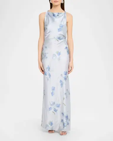 Vince Twisted Petal Blur Satin Dress | Thumbnail 2