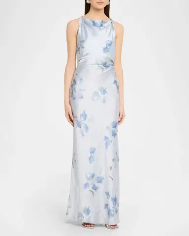 Vince Twisted Petal Blur Satin Dress | Thumbnail 4