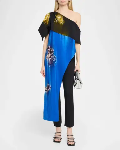 Proenza Schouler Haya Printed Asymmetric Draped Top | Thumbnail 2