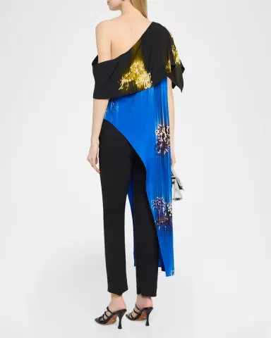 Proenza Schouler Haya Printed Asymmetric Draped Top | Thumbnail 3