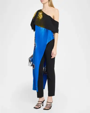 Proenza Schouler Haya Printed Asymmetric Draped Top | Thumbnail 4