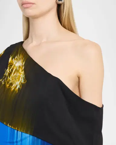 Proenza Schouler Haya Printed Asymmetric Draped Top | Thumbnail 5