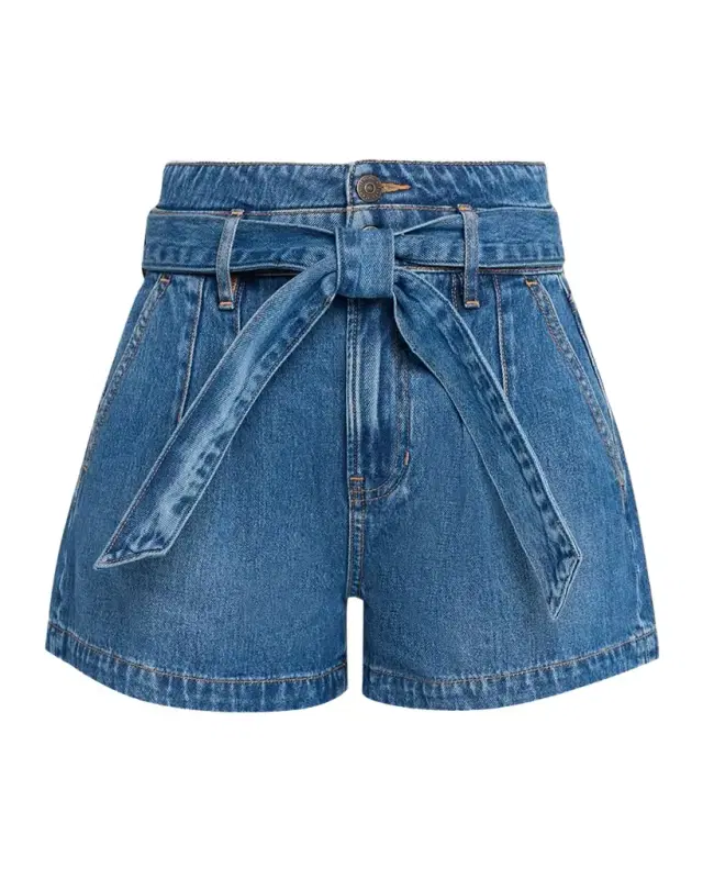 Veronica Beard Jaylen Belted Denim Shorts