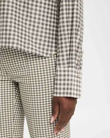 Vince Long-Sleeve Cropped Cotton-Silk Gingham Shirt | Thumbnail 5 Vince Long-Sleeve Cropped Cotton-Silk Gingham Shirt | Thumbnail 5