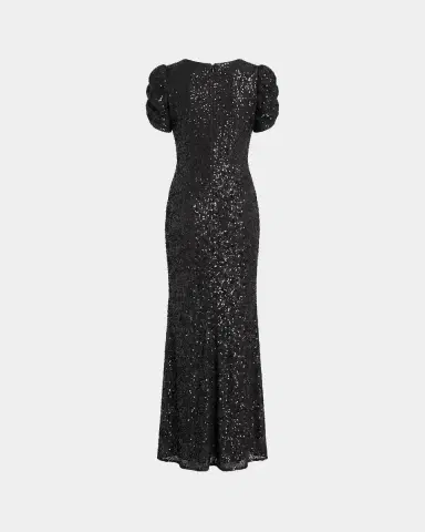 Mac Duggal Beaded Mesh Short-Sleeve Gown | Thumbnail 5 Mac Duggal Beaded Mesh Short-Sleeve Gown | Thumbnail 5