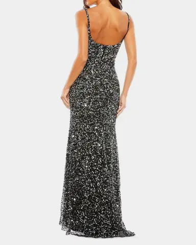 Mac Duggal Sleeveless Sequin Column Slip Gown | Thumbnail 3
