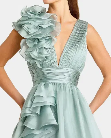 Mac Duggal Sleeveless Deep V-Neck Ruffle Gown | Thumbnail 2 Mac Duggal Sleeveless Deep V-Neck Ruffle Gown | Thumbnail 2