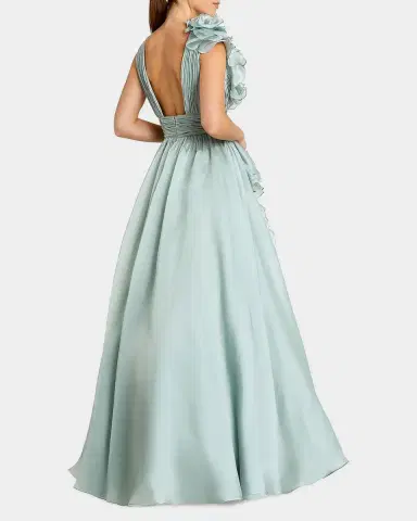 Mac Duggal Sleeveless Deep V-Neck Ruffle Gown | Thumbnail 3 Mac Duggal Sleeveless Deep V-Neck Ruffle Gown | Thumbnail 3