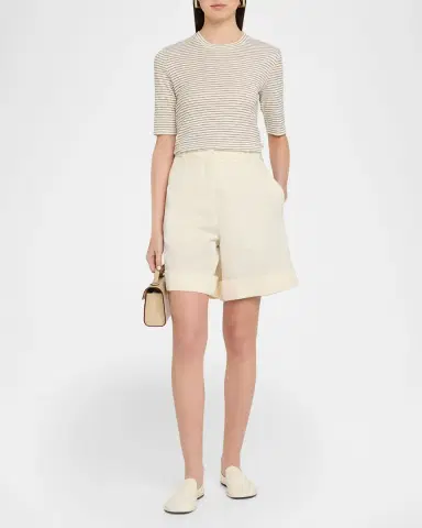 Vince Stripe Elbow-Sleeve Top | Thumbnail 2