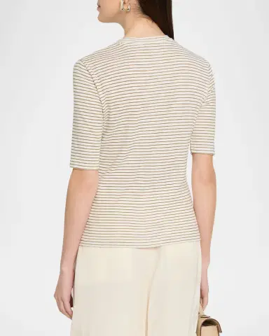 Vince Stripe Elbow-Sleeve Top | Thumbnail 3