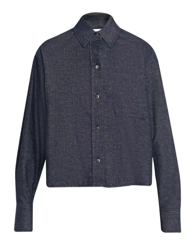 Vince Cropped Long-Sleeve Shirt