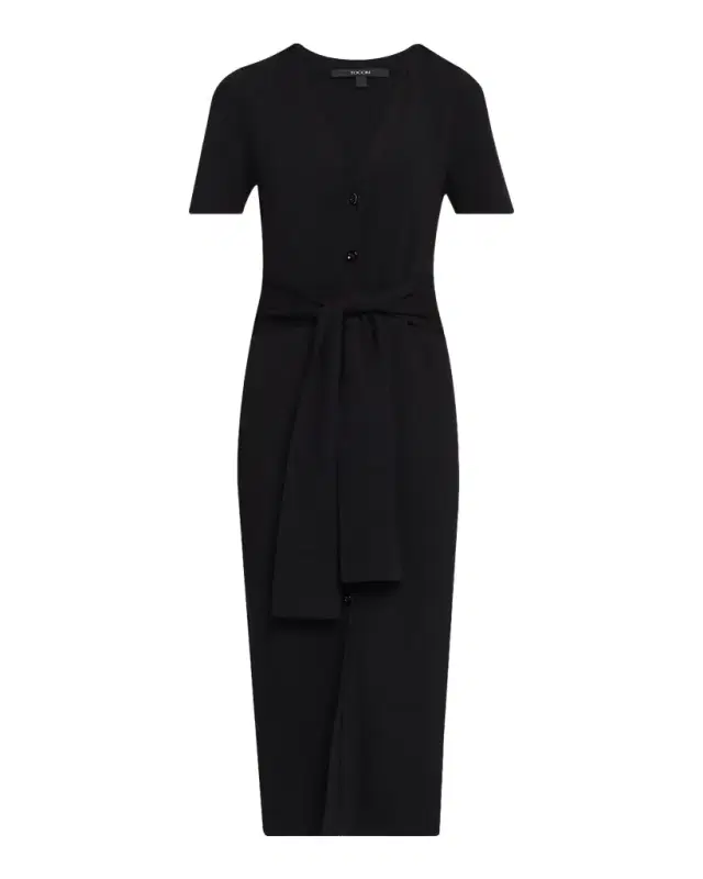 Toccin Agnes Ribbed Tie-Front Shirtdress