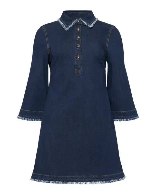 Cinq a Sept Denim Fringe-Trim Mini Dress