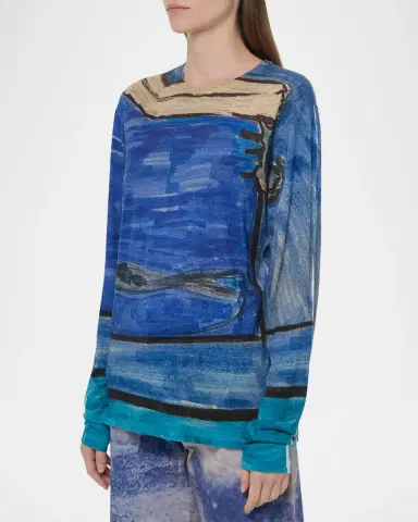 Gabriela Hearst Isaro Long-Sleeve Cashmere Jersey T-Shirt | Thumbnail 4