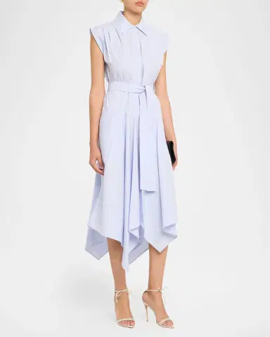 Proenza Schouler Adinna Sleeveless Belted Handkerchief Midi Shirtdress | Thumbnail 4 Proenza Schouler Adinna Sleeveless Belted Handkerchief Midi Shirtdress | Thumbnail 4