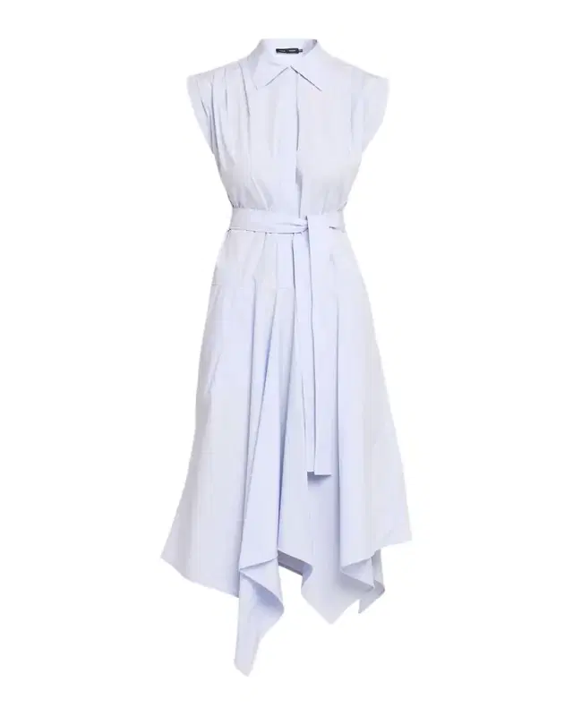 Adinna Sleeveless Belted Handkerchief Midi Shirtdress