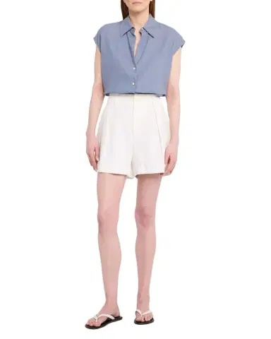 Vince Cap-Sleeve Linen Button-Front Blouse | Thumbnail 1