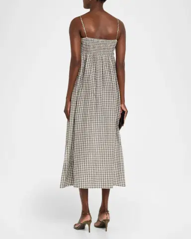 Vince Tie-Front Gingham Midi Dress | Thumbnail 3