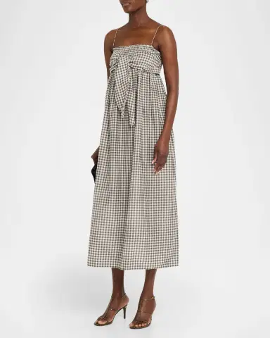 Vince Tie-Front Gingham Midi Dress | Thumbnail 4