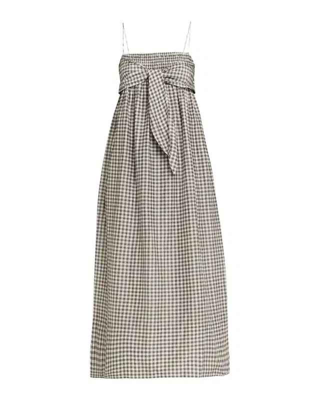 Vince Tie-Front Gingham Midi Dress