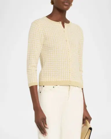 Vince Gingham Knit Cardigan | Thumbnail 4