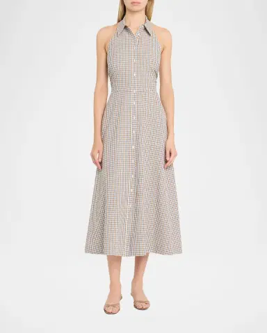 Veronica Beard Mackey Gingham Halter Midi Dress | Thumbnail 2