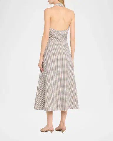 Veronica Beard Mackey Gingham Halter Midi Dress | Thumbnail 3
