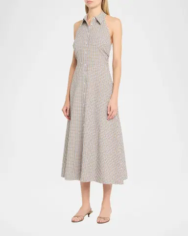 Veronica Beard Mackey Gingham Halter Midi Dress | Thumbnail 4