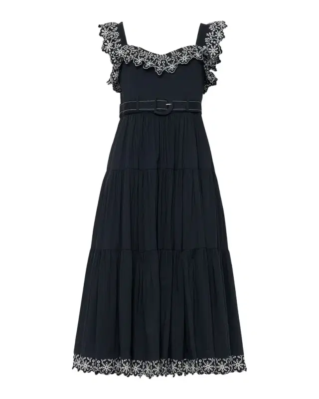 Pierson Embroidered Tiered Midi Dress