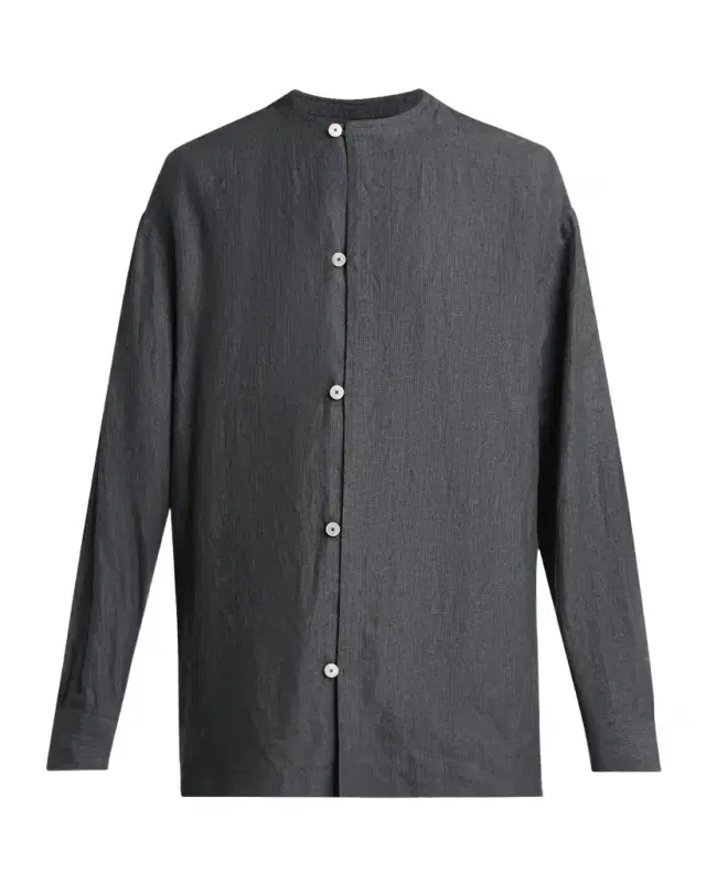Men 's Linen Hairline Stripe Relaxed Button-Down Shirt