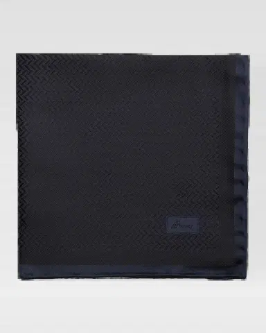 Brioni Men's Chevron Jacquard Hand-Rolled Silk Pocket Square | Thumbnail 2 Brioni Men's Chevron Jacquard Hand-Rolled Silk Pocket Square | Thumbnail 2