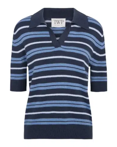TWP Slightly Oversized Striped Cashmere Polo | Thumbnail 1 TWP Slightly Oversized Striped Cashmere Polo | Thumbnail 1
