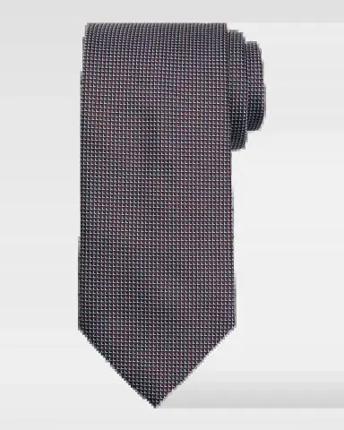 Brioni Men's Micro-Geometric Square Jacquard Silk Tie | Thumbnail 2