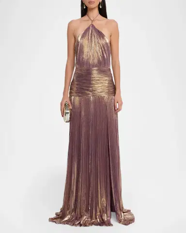 Retrofête Thalia Metallic Halter Gown | Thumbnail 2