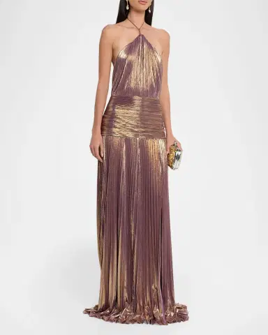 Retrofête Thalia Metallic Halter Gown | Thumbnail 4