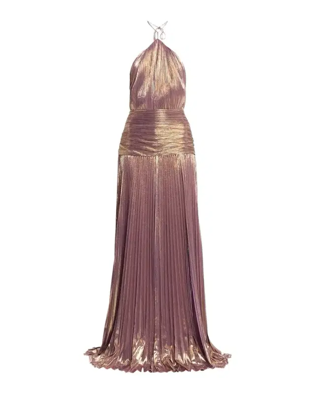 Thalia Metallic Halter Gown
