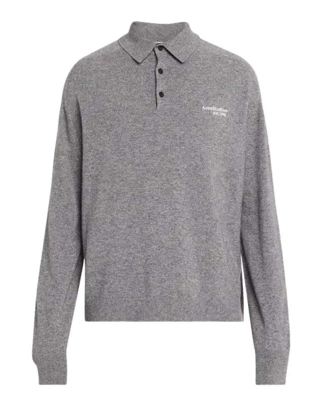 Acne Studios Men 's Kluxey Embroidered Logo Wool Polo Sweater