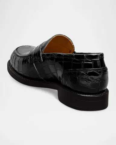 Allen Edmonds Reserve Men 's Miller Reserve Croc-Embossed Leather Penny Loafers | Thumbnail 3