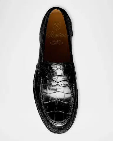 Allen Edmonds Reserve Men 's Miller Reserve Croc-Embossed Leather Penny Loafers | Thumbnail 4
