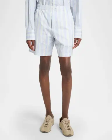 Jacquemus Men's Cotton Stripe Relaxed Flat-Front Shorts | Thumbnail 4
