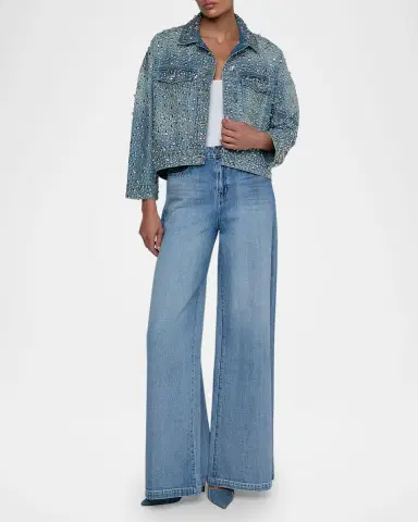 L 'AGENCE Vangie Embellished High-Low Denim Jacket | Thumbnail 2